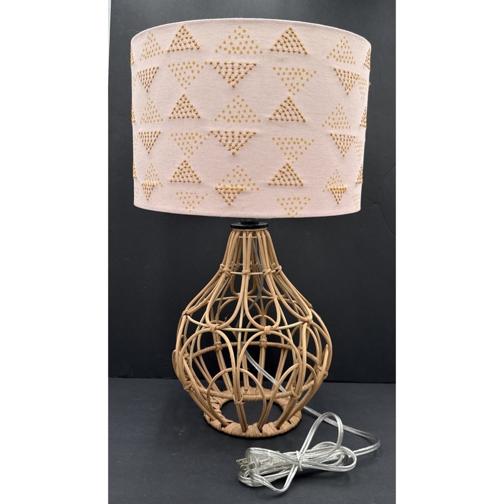 Modern Boho Woven Rattan Orb Table Lamp Coastal Basket Weave Shade